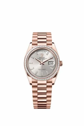 Rolex Day-Date 36 Everose Gold - Baguette / Silver - Baguette / President 128395TBR-0030 (M128395tbr-0030)